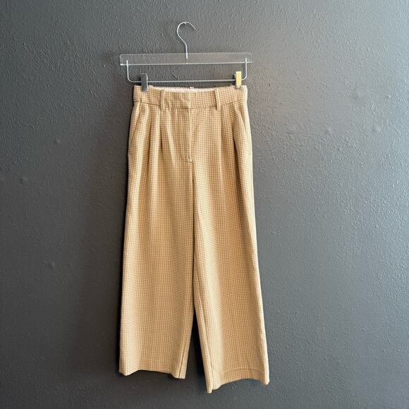 Wilfred Gingham Pleated Wide Leg Crop Pants Size 2 - Picture 1 of 7